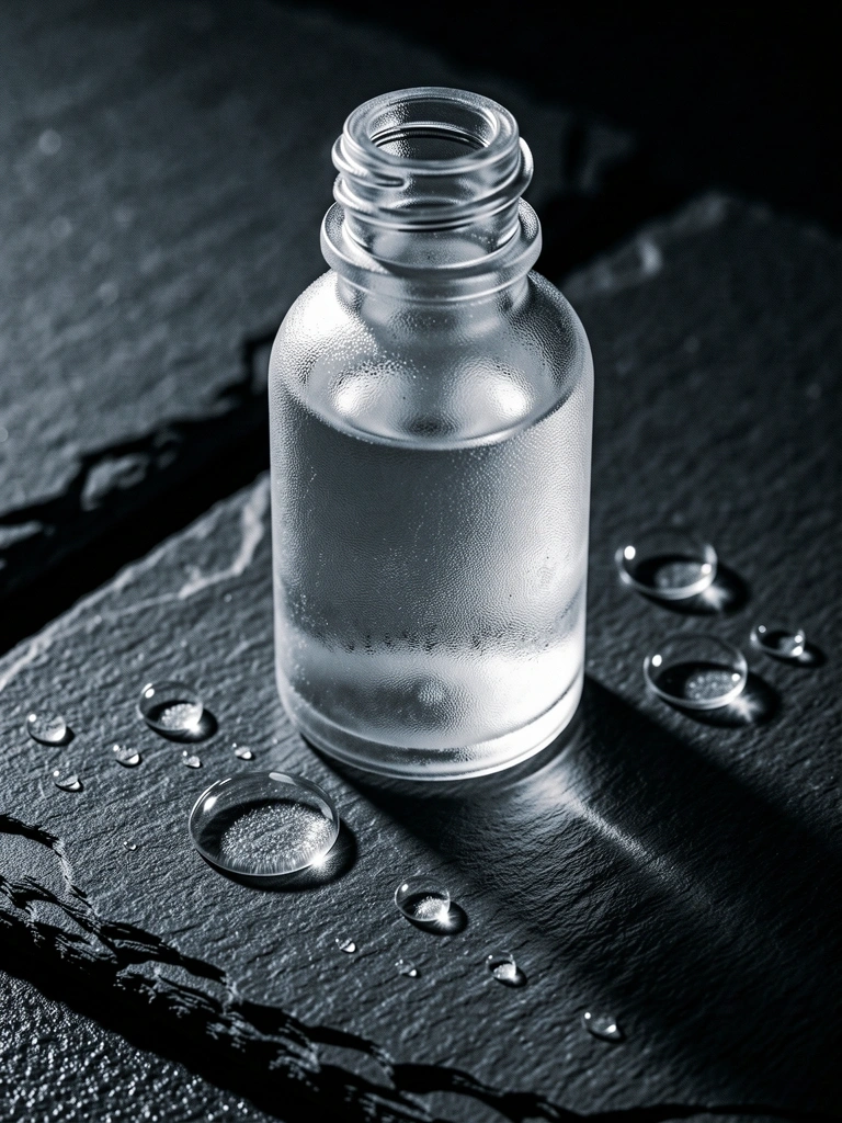 Apothecary glassware on stone foundation